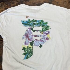 Primitive White Tee with Blue Script Logo